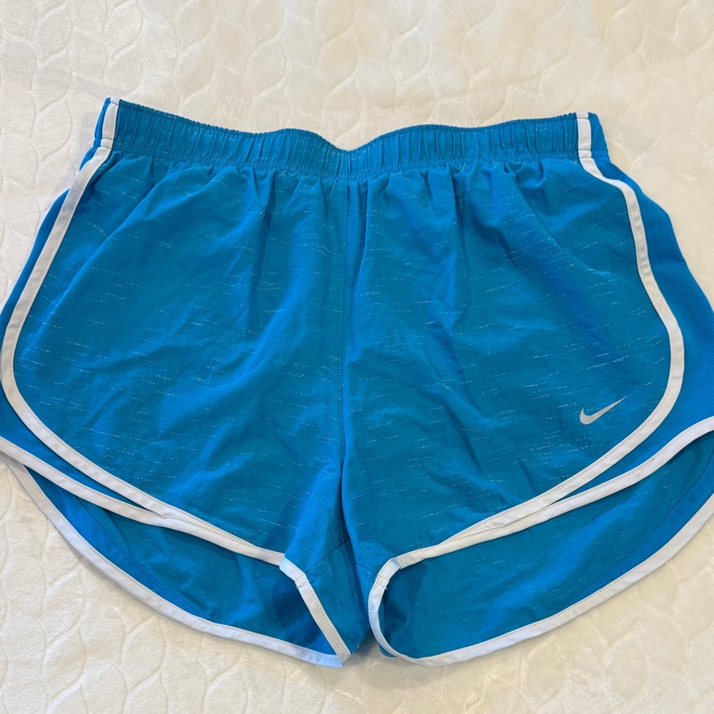 Nike Women's Vibrant Blue and White Athletic Shorts